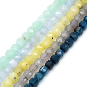 6mm Cube Quartz Beads, Gemstone Beads, 15 Inch Strands