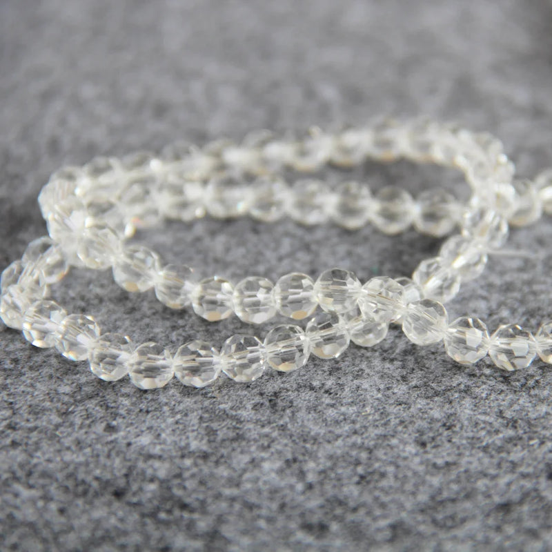 6mm Faceted Pale Yellow AB+ Glass Crystal Beads 15inch 3pc/lot