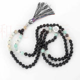 6mm Amazonite Agate Silver Necklace 108 Knot Beaded Tassel Healing Chakras