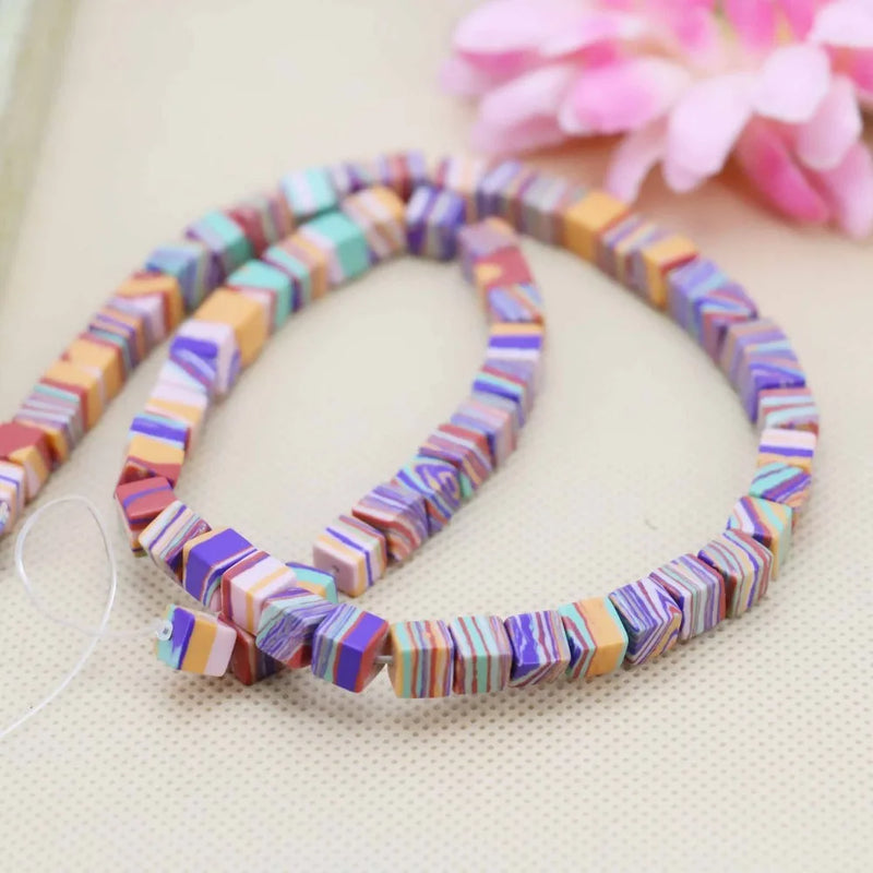 6mm Cube Pink Malachite Loose DIY Beads Jewelry Making 15-inch