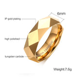 6mm Tungsten Carbide Steel Rhombus Cut Band Ring Color/Rose Rings Women Wedding