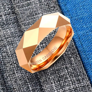 6mm Tungsten Carbide Steel Rhombus Cut Band Ring Color/Rose Rings Women Wedding
