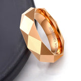 6mm Tungsten Carbide Steel Rhombus Cut Band Ring Color/Rose Rings Women Wedding