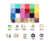 6mm Flat Round Polymer Clay Beads Kit for DIY Bracelet Making