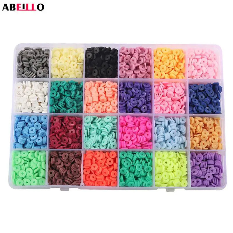 Polymer Clay Disc Spacer Bead DIY Jewelry Craft 24 Colors