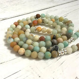 6mm Frosted Amazonite Stone 108 Beads Pendant Bracelet Reiki Healing