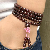 6mm Garnet Stone 108 Beads Tassel Necklace Bracelet Prayer Spirituality