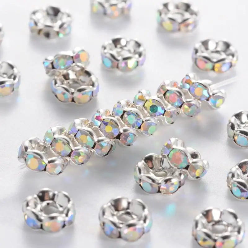 6mm Brass Rhinestone Spacer Beads for Jewelry Making Diy, 100pcs/lot