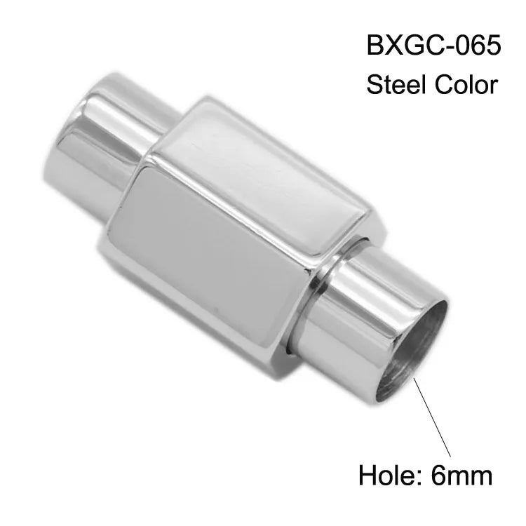 6mm Hexagon Stainless Steel Magnetic Clasps For Leather Cord Jewelry BXGC-065