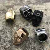 6mm Hole Stainless Steel Skull Charms Beads for DIY Leather Bracelet