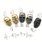 6mm Hole Stainless Steel Skull Charms Beads for DIY Leather Bracelet
