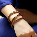 6mm Sandalwood Multi-Circle Bracelet Buddha Beads Women Gift