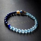 Lapis Lazuli Aquamarine Beads Bracelet Enamel Fish Cloisonne Jewelry