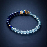 Lapis Lazuli Aquamarine Beads Bracelet Enamel Fish Cloisonne Jewelry
