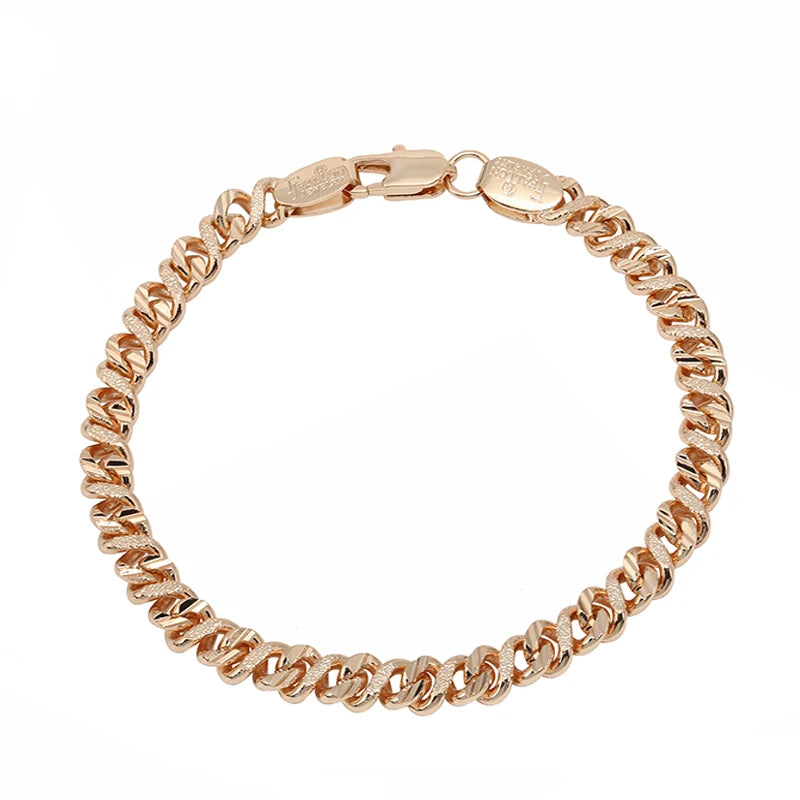 6mm Unisex Rose 585 Classic Couple Chain Bracelet Jewelry
