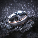 6mm Matt Surface Wedding Rings CZ Stones Stainless Steel Couple Cut-off