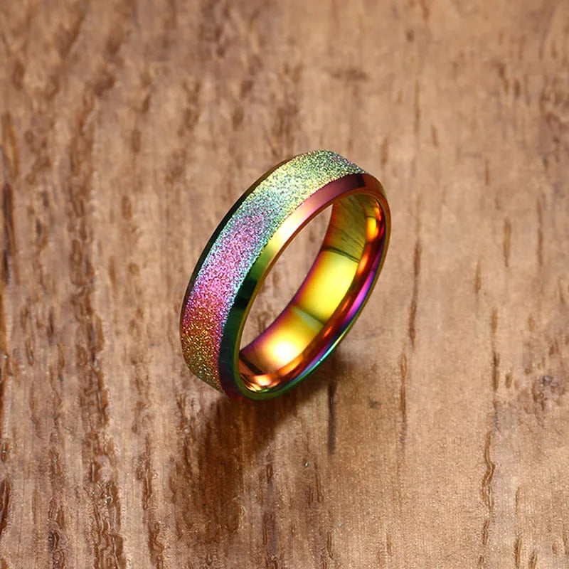 6mm Matte Stainless Steel Rings for Women - Wedding Jewelry