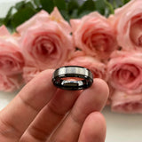 6mm Tungsten Wedding Ring Brushed Finish Plated Beveled Edges Band