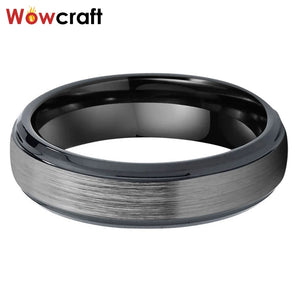 6mm Tungsten Wedding Ring Brushed Finish Plated Beveled Edges Band