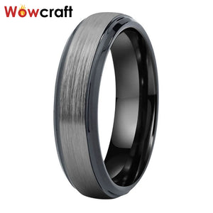 6mm Tungsten Wedding Ring Brushed Finish Plated Beveled Edges Band