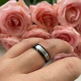 6mm Tungsten Wedding Ring Brushed Finish Plated Beveled Edges Band