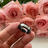 6mm Tungsten Wedding Ring Brushed Finish Plated Beveled Edges Band