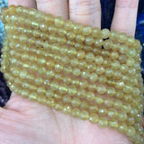 6mm Apatite Stone Beads Round Faceted Yellow 15''