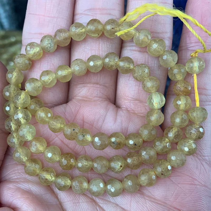 6mm Apatite Stone Beads Round Faceted Yellow 15''