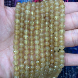 6mm Apatite Stone Beads Round Faceted Yellow 15''