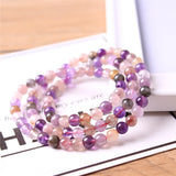 6mm Auralite 23 Bracelet Red Purple Beads Three Laps Gemstone AAAAA