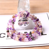 6mm Auralite 23 Bracelet Red Purple Beads Three Laps Gemstone AAAAA