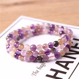 6mm Auralite 23 Bracelet Red Purple Beads Three Laps Gemstone AAAAA