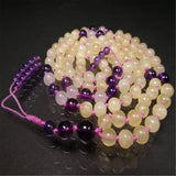 6mm Natural Golden Calcite 108 Beads Tassels Necklace