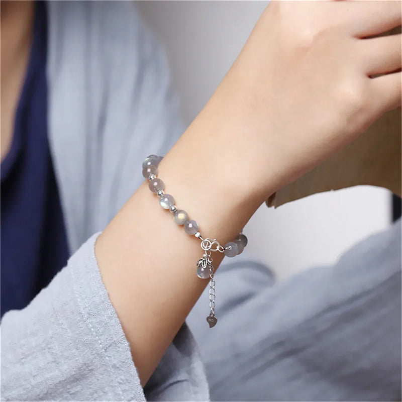 6mm Labradorite Adjustable Bracelet Blu-ray Ice Crystal