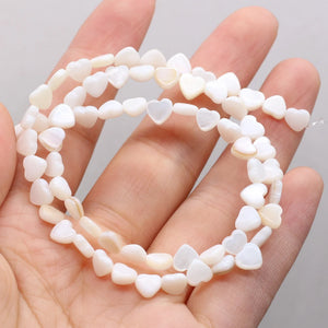 6mm Natural Mother-of-pearl Shell Beads Heart Shape Loose Hole Bead