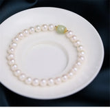 6mm Freshwater Pearl Adjustable Bracelet Hetian Jade Bead Ins Niche Jewelry