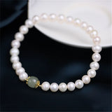 6mm Freshwater Pearl Adjustable Bracelet Hetian Jade Bead Ins Niche Jewelry