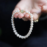 6mm Freshwater Pearl Adjustable Bracelet Hetian Jade Bead Ins Niche Jewelry