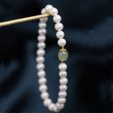 6mm Freshwater Pearl Adjustable Bracelet Hetian Jade Bead Ins Niche Jewelry