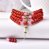 6mm Red Agate Tibetan Buddhist Prayer Bead Crystal Bracelet