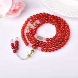 6mm Red Agate Tibetan Buddhist Prayer Bead Crystal Bracelet