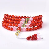 6mm Red Agate Tibetan Buddhist Prayer Bead Crystal Bracelet