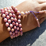 6mm Rhodochrosite Tassel Necklace Knotted Wristband Reiki Healing
