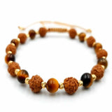 6mm Rudraksha Tiger's Eye Bracelet Meditation Wristband Gift