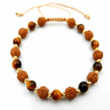 6mm Rudraksha Tiger's Eye Bracelet Meditation Wristband Gift
