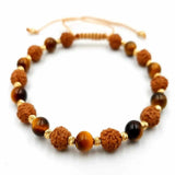 6mm Rudraksha Tiger's Eye Bracelet Meditation Wristband Gift