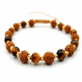 6mm Rudraksha Tiger's Eye Bracelet Meditation Wristband Gift