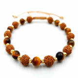 6mm Rudraksha Tiger's Eye Bracelet Meditation Wristband Gift