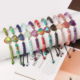 6mm Natural Stone Braided Bracelet Heart Charm Bangle Jewelry