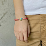 6mm Natural Stone Braided Bracelet Heart Charm Bangle Jewelry